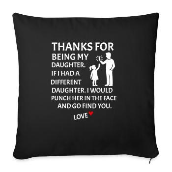 Merci d’être ma fille, père-fille - Housse de coussin décorative 45 x 45 cm - noir - Devant