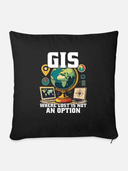 Geografische Informationssysteme - Sofakissenbezug 45 x 45 cm - Schwarz