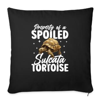 CHARACTERISTIC OF A PAMPERED SULCATA TORTOISE - Sofa pillowcase 17,3'' x 17,3'' (45 x 45 cm) - black - Front