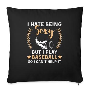 Drôle de baseball disant équipe de baseball - Housse de coussin décorative 45 x 45 cm - noir - Devant