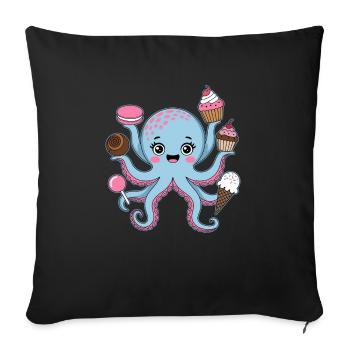 Octopus Cake Kids Squid - Sofa pillowcase 17,3'' x 17,3'' (45 x 45 cm) - black - Front