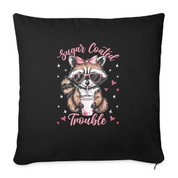 Drôle mignon raton laveur sauvage Mème - Housse de coussin décorative 45 x 45 cm - noir - Devant