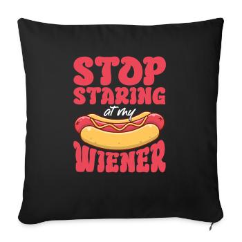 Arrêtez de regarder le design du hot-dog viennois - Housse de coussin décorative 45 x 45 cm - noir - Devant
