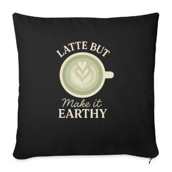 Matcha Aesthetic Latte Soft Girl Thé sur Café - Housse de coussin décorative 45 x 45 cm - noir - Devant