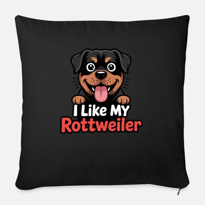 I like my Rottweiler Hundeliebe - Sofakissenbezug 45 x 45 cm - Schwarz