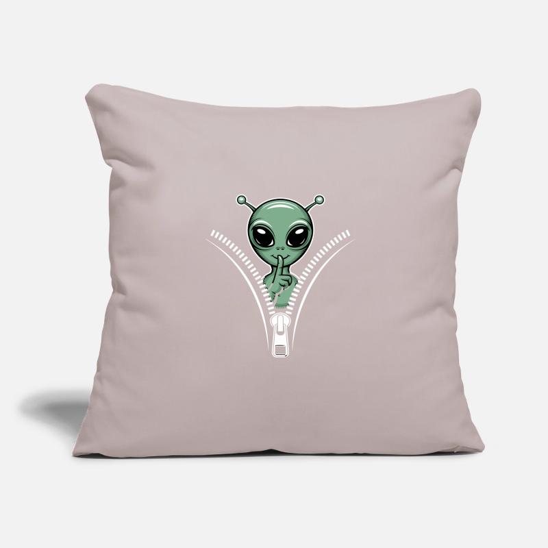 Drôle d’extraterrestre avec conception de fermeture éclair Housse de coussin décorative 45 x 45 cm