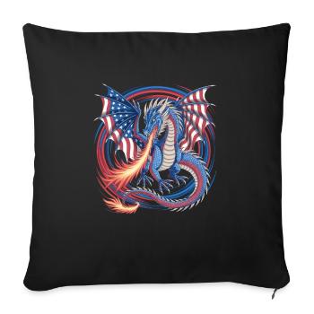 American Dragon with Flag Wings and Fire - Sofa pillowcase 17,3'' x 17,3'' (45 x 45 cm) - black - Front