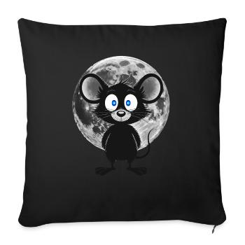 Souris de nuit au clair de lune – Douce et mystique - Housse de coussin décorative 45 x 45 cm - noir - Devant