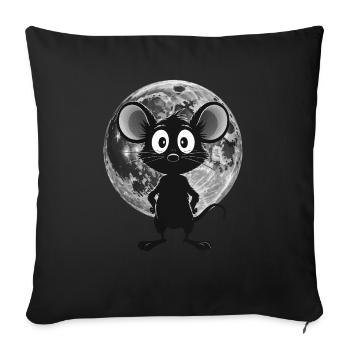 Souris de nuit au clair de lune – Douce et mystique - Housse de coussin décorative 45 x 45 cm - noir - Devant