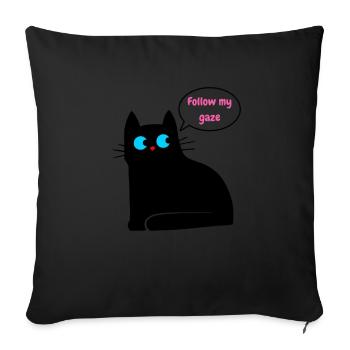 Chat noir qui demande qu'on suit sont regard - Housse de coussin décorative 45 x 45 cm - noir - Devant