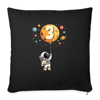 Astronaute mignon 3ème anniversaire garçon espace - Housse de coussin décorative 45 x 45 cm - noir - Devant