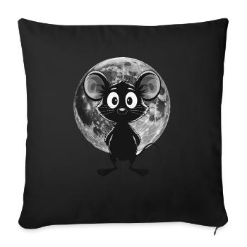 Souris de nuit au clair de lune – Douce et mystique - Housse de coussin décorative 45 x 45 cm - noir - Devant