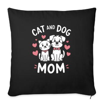 Fière maman chat et chien - Housse de coussin décorative 45 x 45 cm - noir - Devant