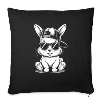 Lapin avec lunettes de soleil - Housse de coussin décorative 45 x 45 cm - noir - Devant