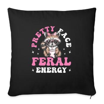 Drôle mignon raton laveur sauvage Mème - Housse de coussin décorative 45 x 45 cm - noir - Devant