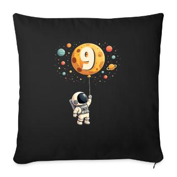 Mignon astronaute 9e anniversaire garçon espace - Housse de coussin décorative 45 x 45 cm - noir - Devant