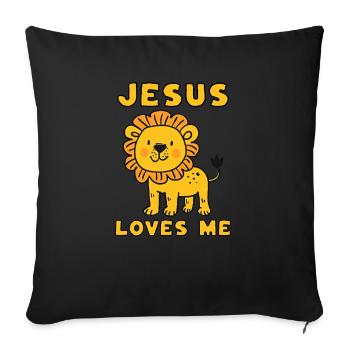 Jesus Loves Me Cute Lion Christian - Sofa pillowcase 17,3'' x 17,3'' (45 x 45 cm) - black - Front
