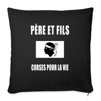 père et fils corse corsica tete de maure papa - Housse de coussin décorative 45 x 45 cm - noir - Devant