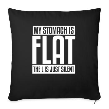 Mon ventre est plat Le L est juste silencieux - Housse de coussin décorative 45 x 45 cm - noir - Devant