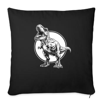 Imposing dinosaur T-Rex in front of a moon motif - Sofa pillowcase 17,3'' x 17,3'' (45 x 45 cm) - black - Front