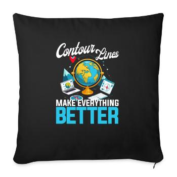 Geographic Information Systems Contur Lines - Sofa pillowcase 17,3'' x 17,3'' (45 x 45 cm) - black - Front