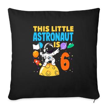Un petit astronaute fête ses 6 ans - Housse de coussin décorative 45 x 45 cm - noir - Devant