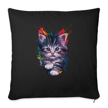 Colorful Cat Artwork Vivid and Unique - Sofa pillowcase 17,3'' x 17,3'' (45 x 45 cm) - black - Front