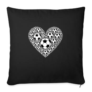 Soccer Heart Design Soccer Love - Sofa pillowcase 17,3'' x 17,3'' (45 x 45 cm) - black - Front