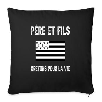 père et fils papa breton bretagne - Housse de coussin décorative 45 x 45 cm - noir - Devant