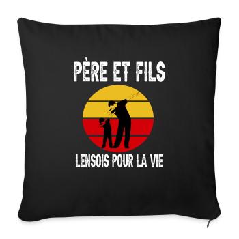 père et fils papa dab lens supporter lensois - Housse de coussin décorative 45 x 45 cm - noir - Devant