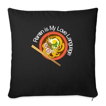 Ramen is My Love Language Bol de nouilles - Housse de coussin décorative 45 x 45 cm - noir - Devant