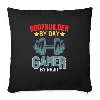 Gamer Bodybuilder Force Sports Design - Housse de coussin décorative 45 x 45 cm - noir - Devant