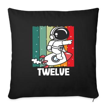 Astronaut Rocket Twelve Years of Adventure - Sofa pillowcase 17,3'' x 17,3'' (45 x 45 cm) - black - Front