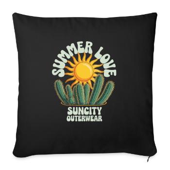 Cactus du soleil – Vibrations estivales - Housse de coussin décorative 45 x 45 cm - noir - Devant