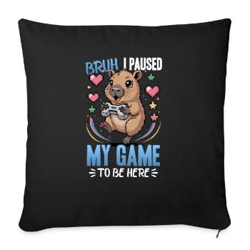 Capybara Gamer Gaming - Sofakissenbezug 45 x 45 cm - Schwarz - Vorne