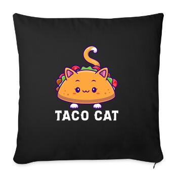 Taco Cat Adorable Kawaii Food Art - Sofa pillowcase 17,3'' x 17,3'' (45 x 45 cm) - black - Front