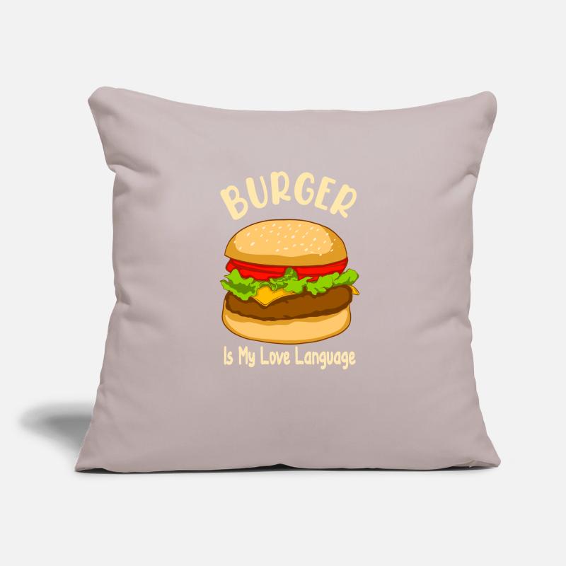 Le burger est mon langage d’amour - Food Design Housse de coussin décorative 45 x 45 cm