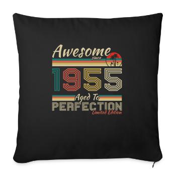1955 Vintage Retro Jubiläumsgeschenk - Sofakissenbezug 45 x 45 cm - Schwarz - Vorne