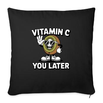 Funny Kiwi Vitamin C Fruit Kiwifruit - Sofa pillowcase 17,3'' x 17,3'' (45 x 45 cm) - black - Front