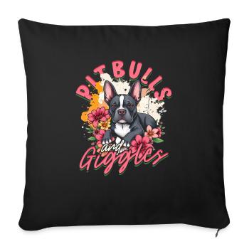 Pitbull Pitbulls And Giggles - Sofa pillowcase 17,3'' x 17,3'' (45 x 45 cm) - black - Front