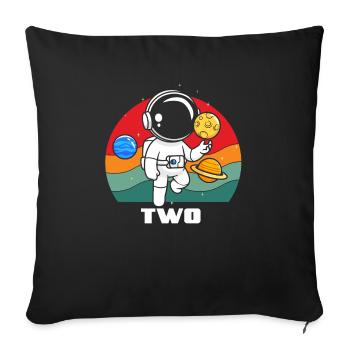 Astronaut adventure in space for two - Sofa pillowcase 17,3'' x 17,3'' (45 x 45 cm) - black - Front