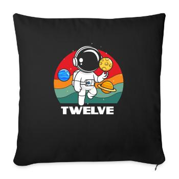 Astronaut Twelve Birthday Adventure - Sofa pillowcase 17,3'' x 17,3'' (45 x 45 cm) - black - Front
