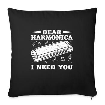 Harmonica Musican I Need You Harmonica - Sofakissenbezug 45 x 45 cm - Schwarz - Vorne