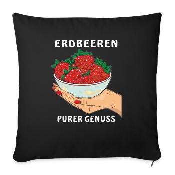 STRAWBERRIES HAND PURE ENJOYMENT - Sofa pillowcase 17,3'' x 17,3'' (45 x 45 cm) - black - Front