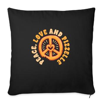 Pizzelle Gaufre Biscuit Peace Love And Pizzelle - Housse de coussin décorative 45 x 45 cm - noir - Devant