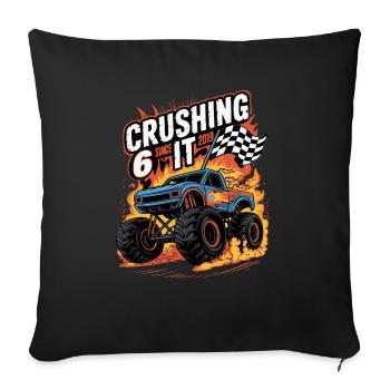 6th Birthday Monster Truck – Crushing It 2019 - Sofa pillowcase 17,3'' x 17,3'' (45 x 45 cm) - black - Front