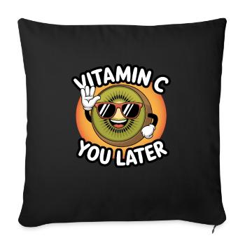 Funny Kiwi Vitamin C Fruit Kiwifruit - Sofa pillowcase 17,3'' x 17,3'' (45 x 45 cm) - black - Front