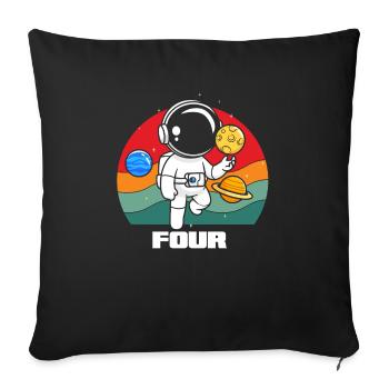 Adventurous astronaut journey with planets - Sofa pillowcase 17,3'' x 17,3'' (45 x 45 cm) - black - Front