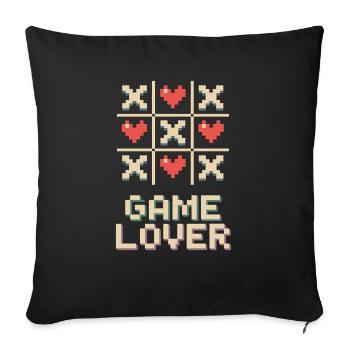 Pixel Heart Tic Tac Toe - Housse de coussin décorative 45 x 45 cm - noir - Devant
