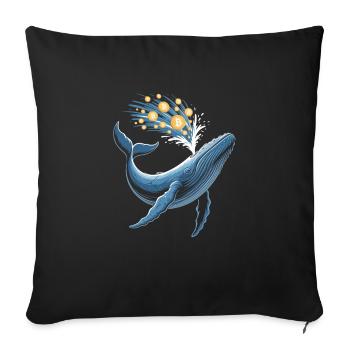 Crypto whale with Bitcoin coins splash water - Sofa pillowcase 17,3'' x 17,3'' (45 x 45 cm) - black - Front